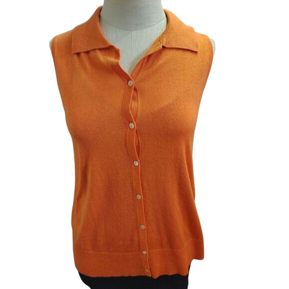Robert Talbot Silk Sleeveless Sweater Orange Womens Size Large - Picture 2 of 6